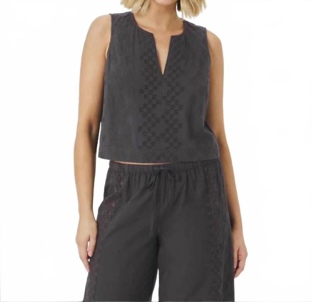 NEW SPLENDID kenzie eyelet geo tank top in lead